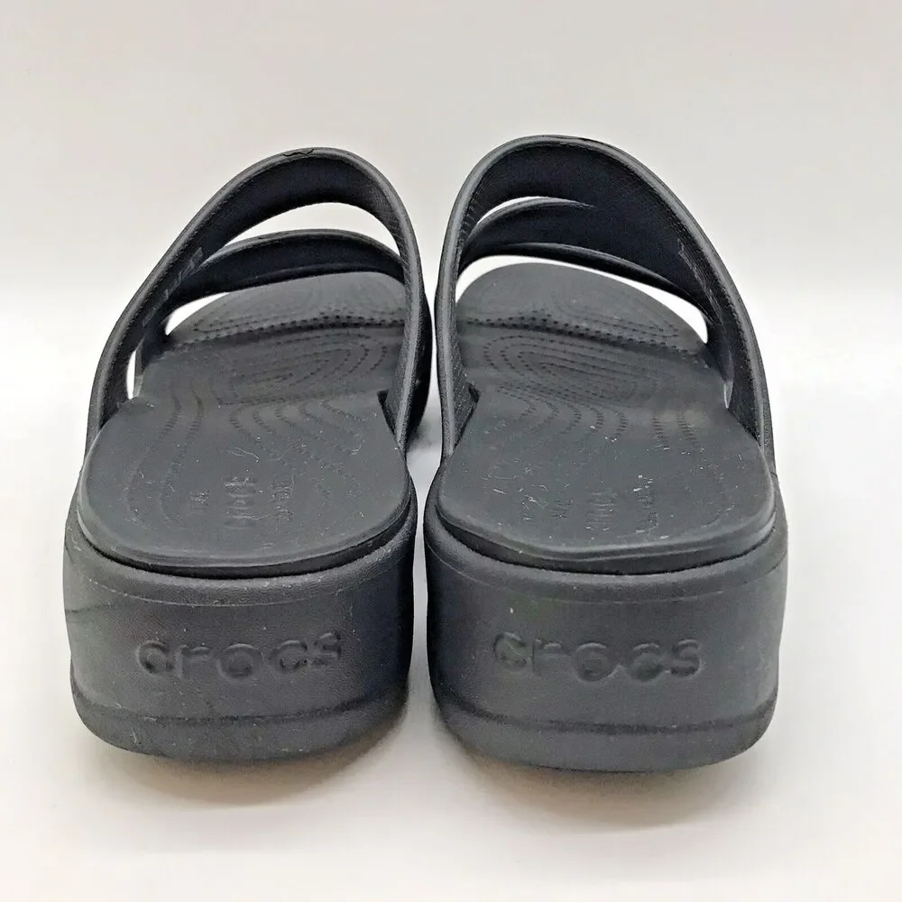 Crocs Monterey Dual Comfort Wedge Sandals Women's 10 Black 206304 Comfort Shoes